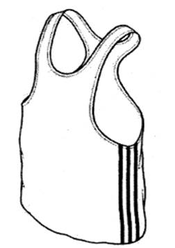 A black and white drawing of a tank top

Description automatically generated