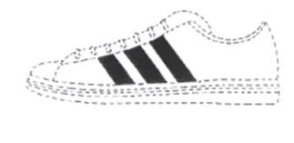 A black and white shoe

Description automatically generated