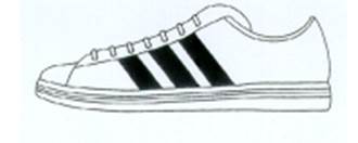 A black and white drawing of a shoe

Description automatically generated