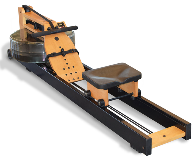 A rowing machine with a black seat

Description automatically generated